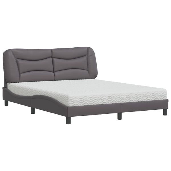 vidaXL seng med madras Hvar 160x200 cm kunstlæder grå