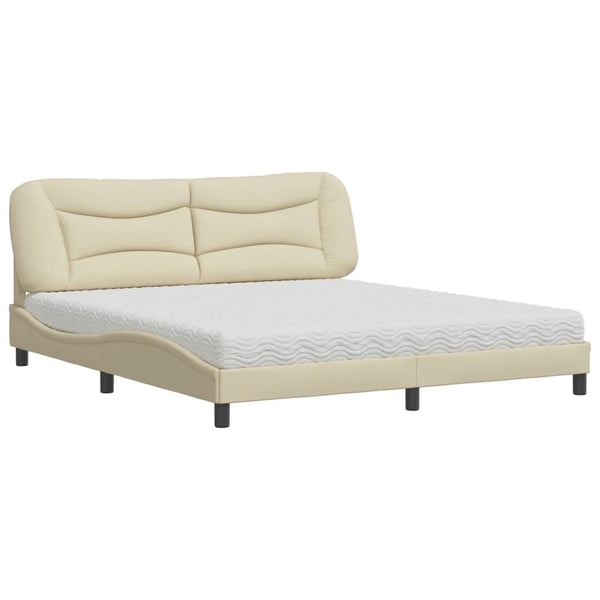 vidaXL seng med madras Hvar 180x200 cm stof cremefarvet