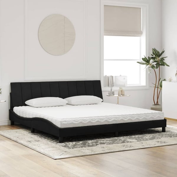 vidaXL seng med madras Hanko 200x200 cm velour sort