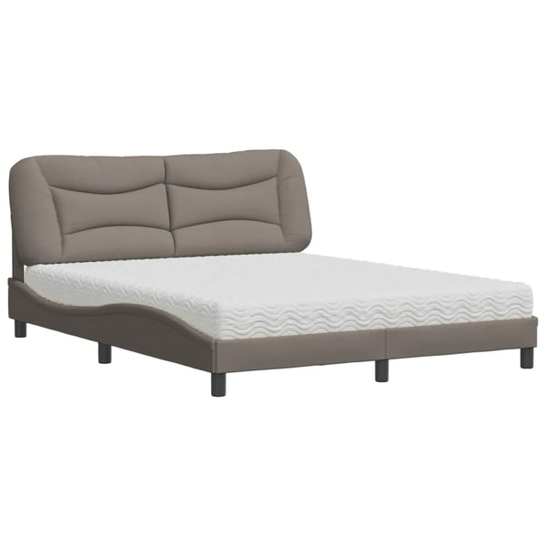 vidaXL seng med madras Hvar 160x200 cm stof gråbrun