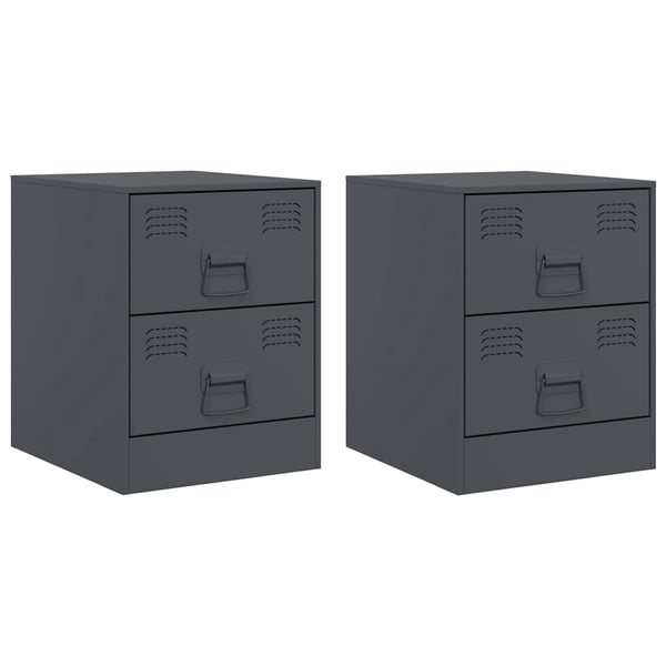 vidaXL Yöpöydät 2 kpl antrasiitti 34,5x39x44 cm teräs