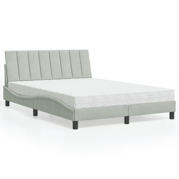 vidaXL seng med madras Hanko 140x190 cm velour lysegrå