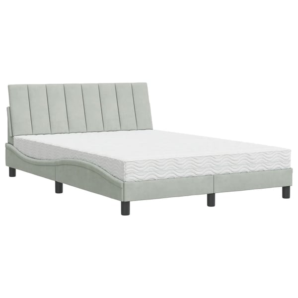 vidaXL seng med madras Hanko 140x190 cm velour lysegrå