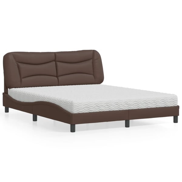 vidaXL seng med madras Hvar 160x200 cm kunstlæder brun