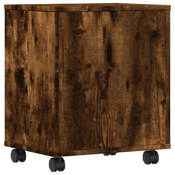 vidaXL printerstativ med hjul 41x32x48 cm røget egetræsfarve