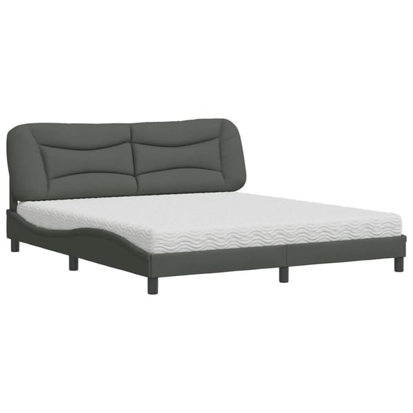 vidaXL seng med madras Hvar 180x200 cm stof mørkegrå