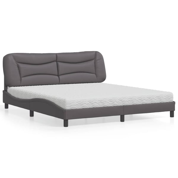 vidaXL seng med madras Hvar 180x200 cm kunstlæder grå