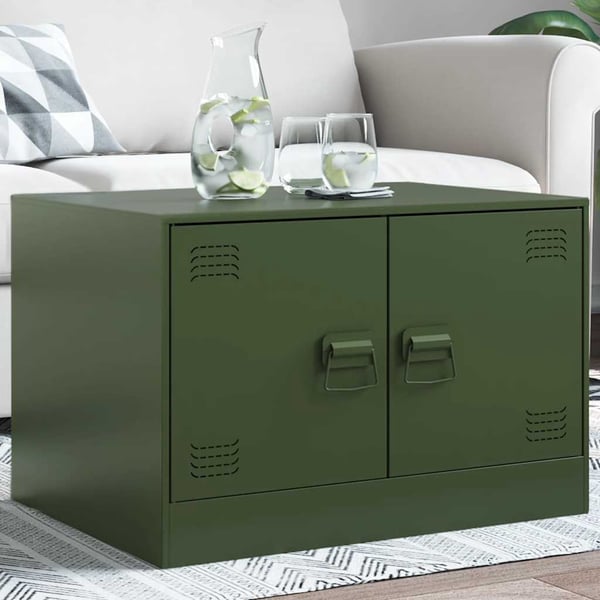 vidaXL sofabord 67x50x44 cm stål olivengrøn