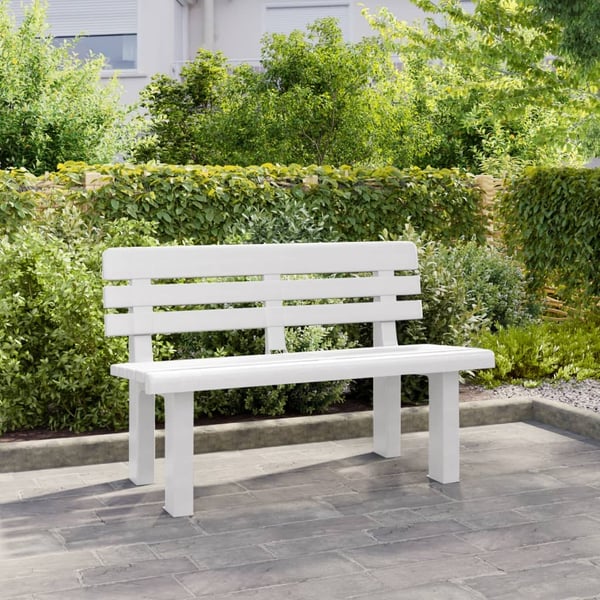 vidaXL Hagebenk hvit 110x52x71 cm polypropylen