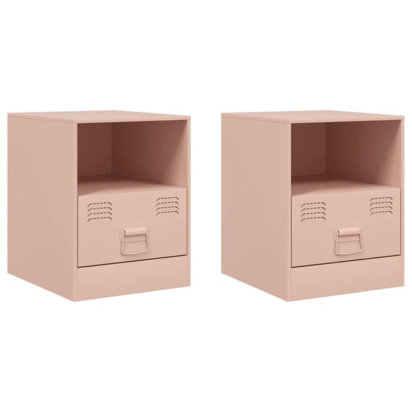 vidaXL Nattbord 2 stk rosa 34,5x39x44 cm stål
