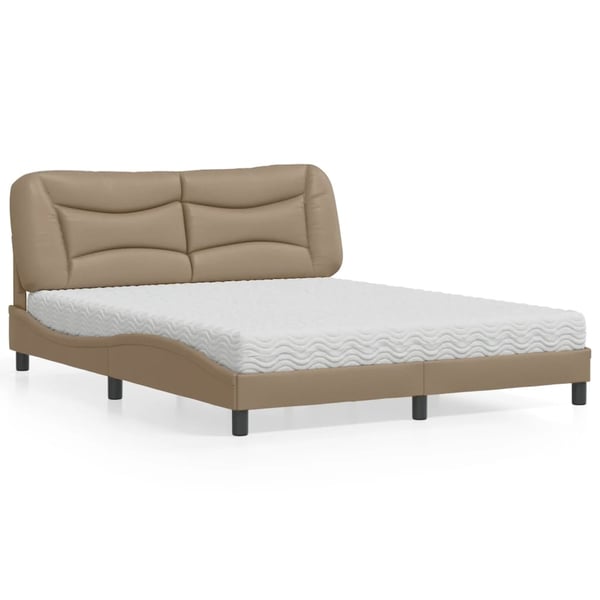 vidaXL seng med madras Hvar 160x200 cm kunstlæder cappuccinofarvet