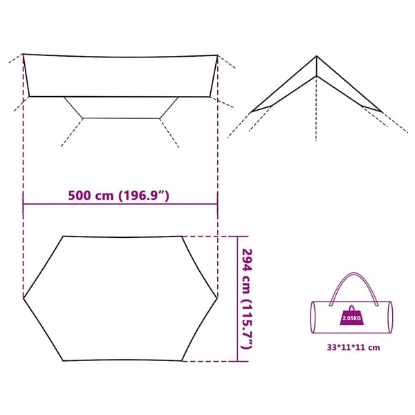 vidaXL Campingpresenning grå og oransje 500x294 cm vanntett