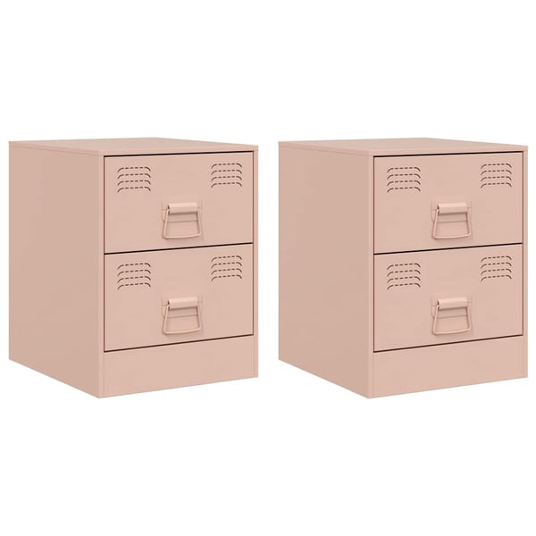 vidaXL Nattbord 2 stk rosa 34,5x39x44 cm stål