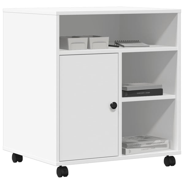 vidaXL Skriverstativ med hjul hvit 60x50x67 cm