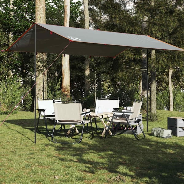 vidaXL Campingpresenning grå og oransje 400x294 cm vanntett