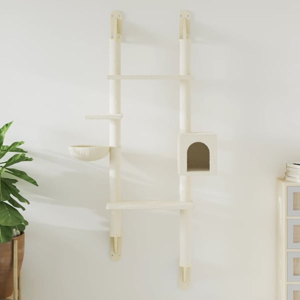 vidaXL Kissan raapimispuu seinälle kerma 180 cm