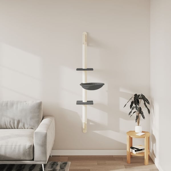 vidaXL Kissan raapimispuu seinälle tummanharmaa 142,5 cm