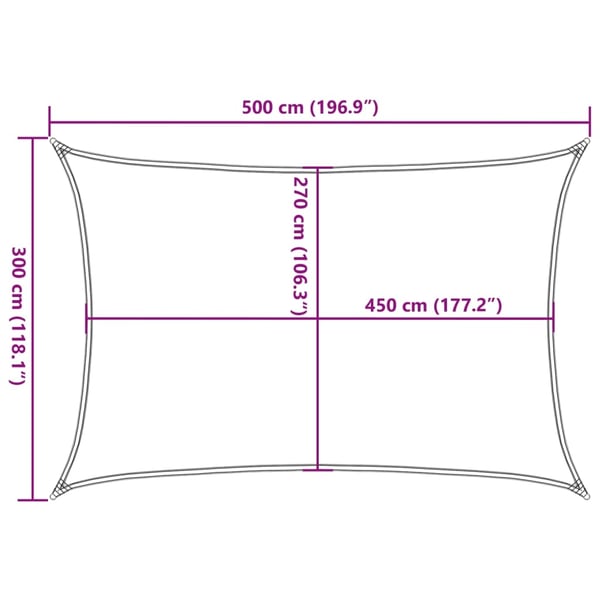 vidaXL Solseil 160 g/m² rektangulær blå 3x5 m HDPE