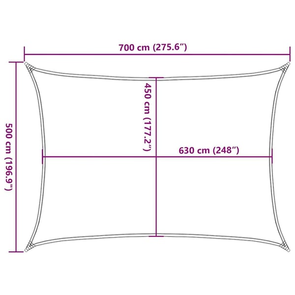 vidaXL solsejl 5x7 m rektangulær 160 g/m² rektangulær HDPE blå