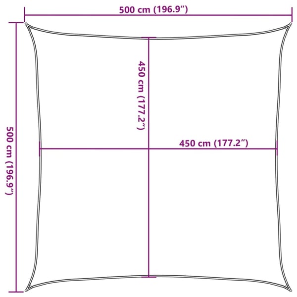 vidaXL solsejl 5x5 m 160 g/m² firkantet HDPE gul
