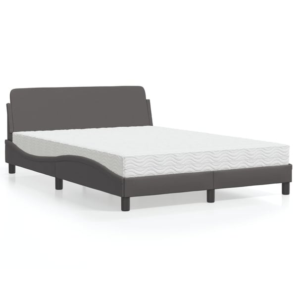 vidaXL seng med madras Dover 120x200 cm kunstlæder grå