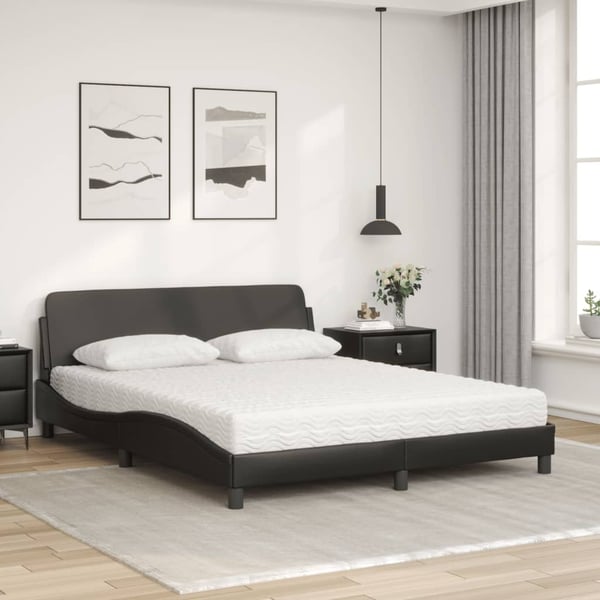 vidaXL seng med madras Dover 160x200 cm kunstlæder sort