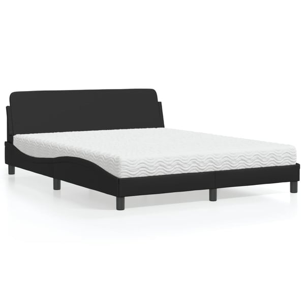 vidaXL seng med madras Dover 160x200 cm kunstlæder sort
