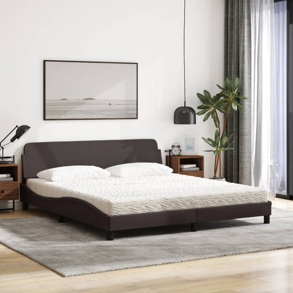 vidaXL Seng med madras 180x200 cm stof mørkebrun
