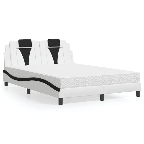 vidaXL seng Viana med madras 140x190 cm kunstlæder hvid og sort