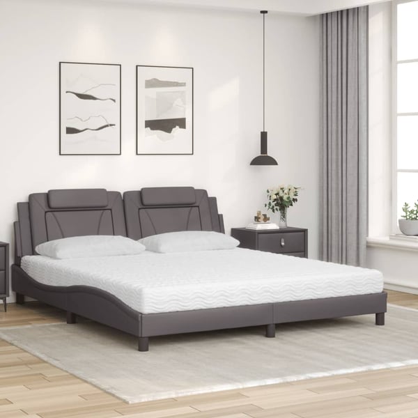 vidaXL seng Viana med madras 180x200 cm kunstlæder grå