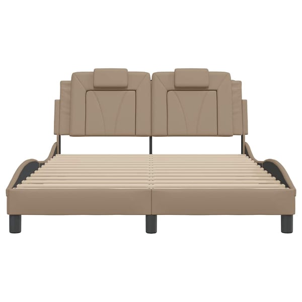 vidaXL sengeramme uden madras Viana 140x190 cm kunstlæder cappuccinofarvet