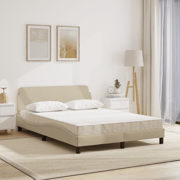 vidaXL seng med madras Dover 140x200 cm stof cremefarvet