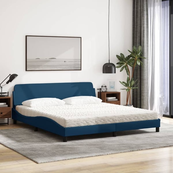 vidaXL seng med madras Dover 180x200 cm stof blå