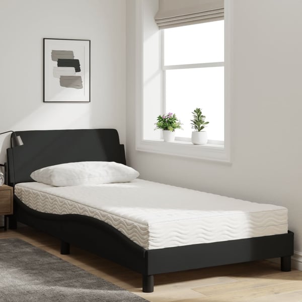 vidaXL Säng med madrass svart 100x200 cm tyg