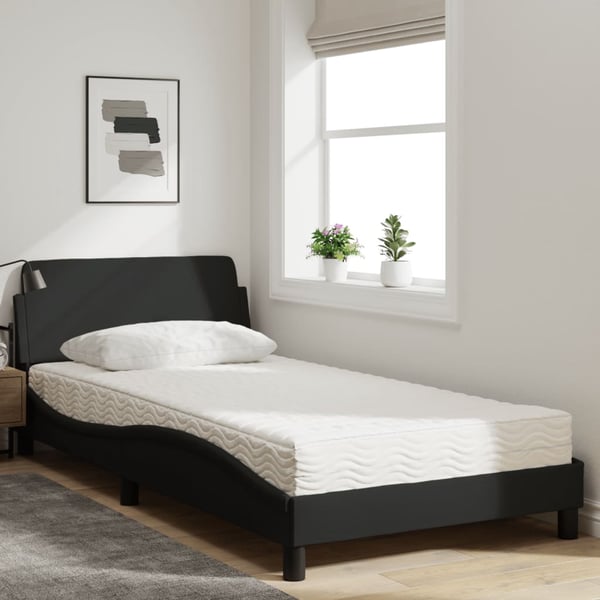 vidaXL Bed with Mattress "Dover" Black 100x200 cm Fabric