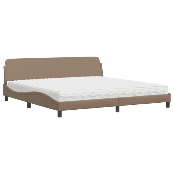 vidaXL seng med madras Dover 200x200 cm kunstlæder cappuccinofarvet