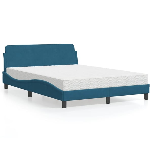vidaXL seng med madras Dover 140x190 cm velour blå