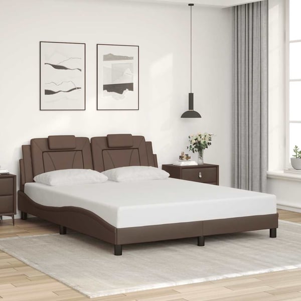 vidaXL sengeramme uden madras Viana 160x200 cm kunstlæder brun