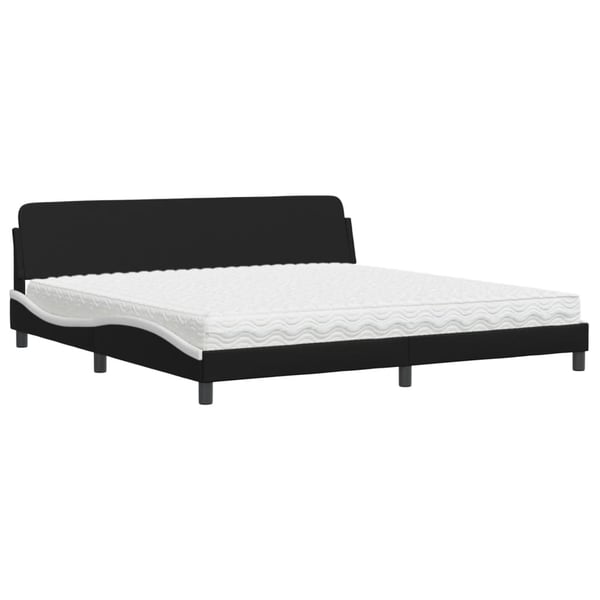 vidaXL seng med madras Dover 200x200 cm kunstlæder sort og hvid