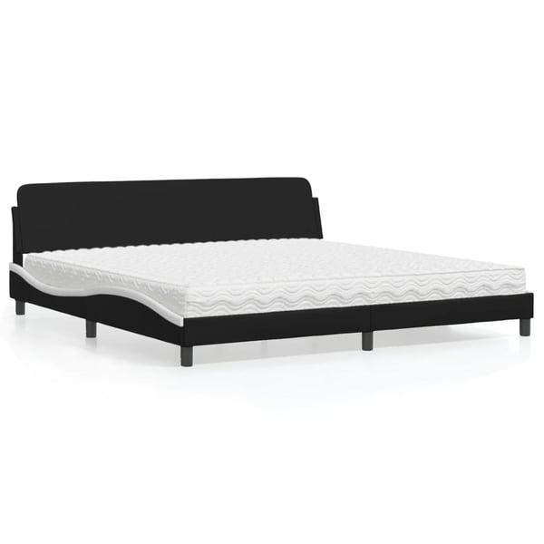 vidaXL seng med madras Dover 200x200 cm kunstlæder sort og hvid