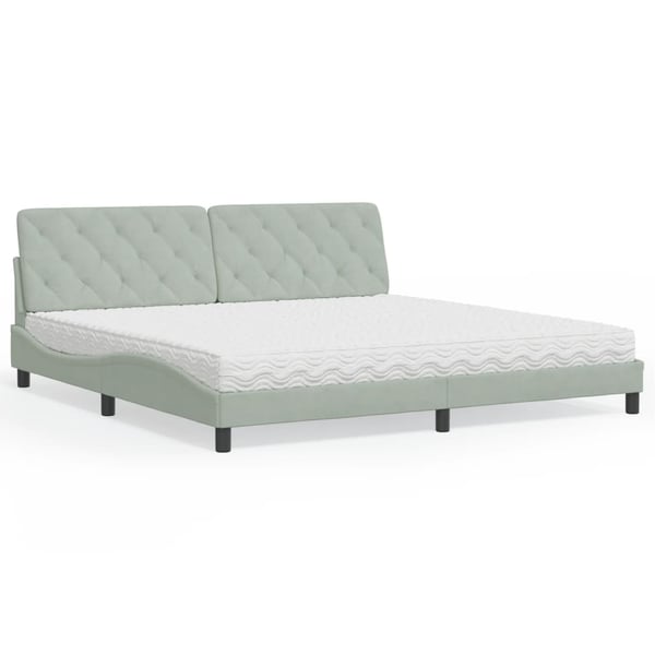 vidaXL seng med madras 200x200 cm velour lysegrå