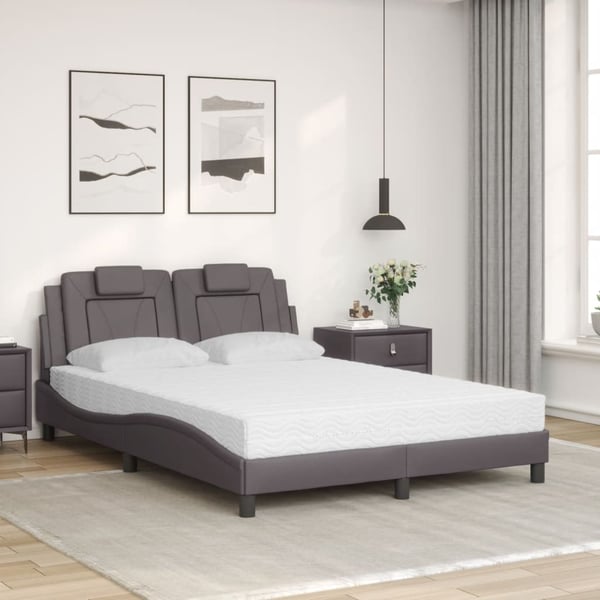vidaXL seng Viana med madras 140x200 cm kunstlæder grå