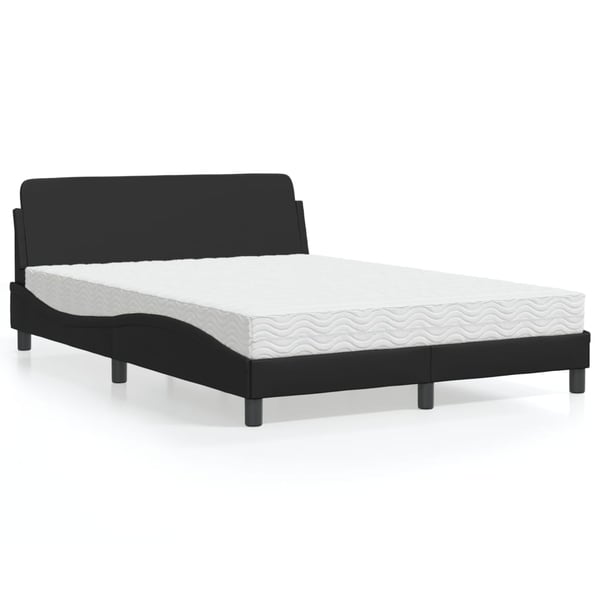 vidaXL seng med madras Dover 140x190 cm kunstlæder sort