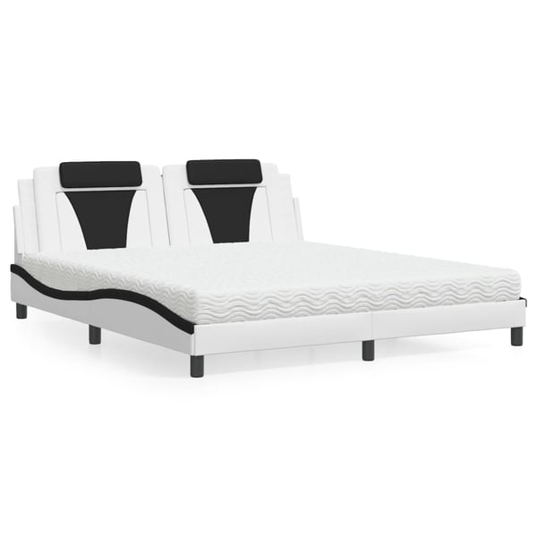 vidaXL seng Viana med madras 180x200 cm kunstlæder hvid og sort