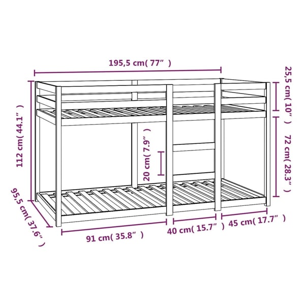 vidaXL køjeseng 90x190 cm massivt fyrretræ hvid