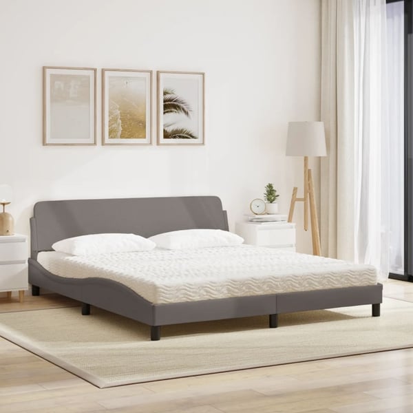 vidaXL seng med madras Dover 180x200 cm stof gråbrun