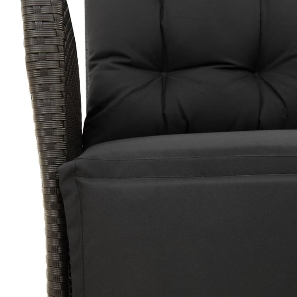 vidaXL spisebordssæt til haven 9 dele med hynder polyrattan sort