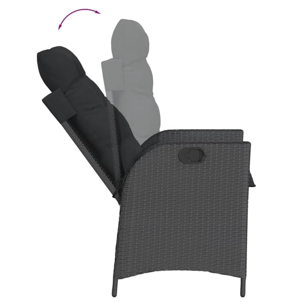 vidaXL spisebordssæt til haven 7 dele med hynder polyrattan sort