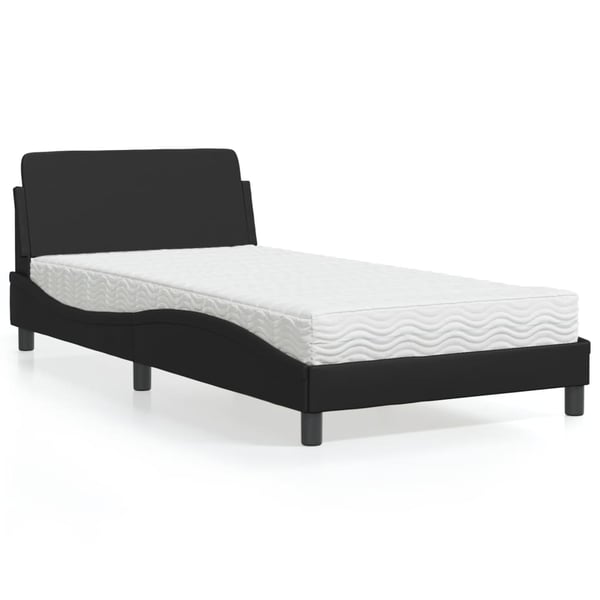 vidaXL seng med madras Dover 100x200 cm kunstlæder sort