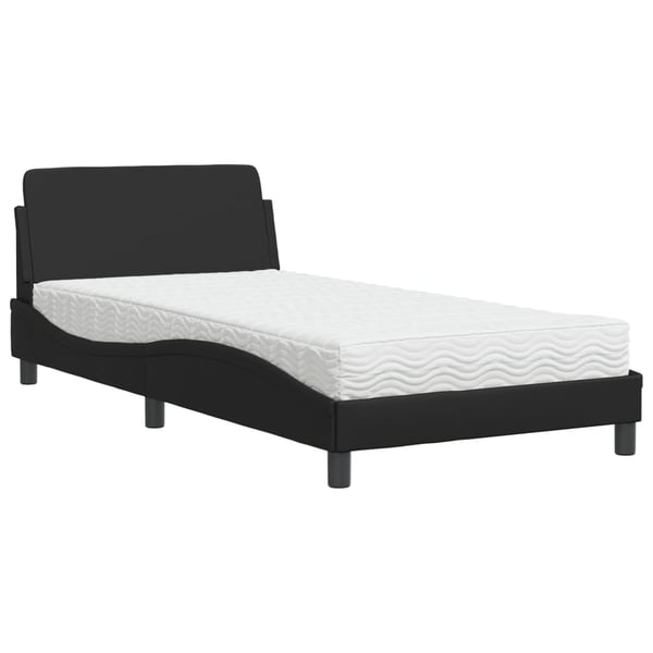 vidaXL seng med madras Dover 100x200 cm kunstlæder sort